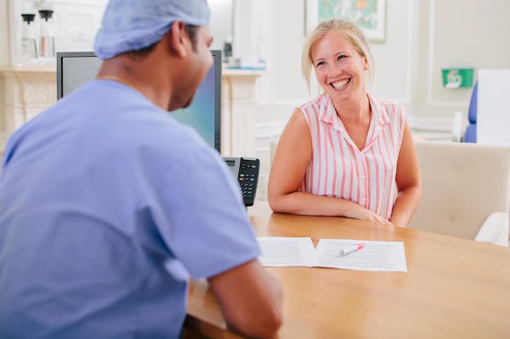 Female patient having a conversation with a doctor